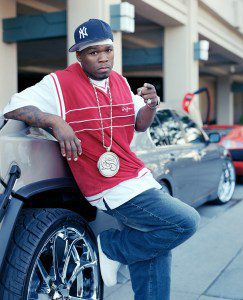 50 Cent of the hip hop group G-Unit in April, 2003 in Beverly Hills, California.