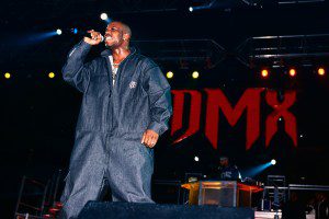 DMX performs at the Hard Knock Life Tour at the Continental Airlines Arena in New Jersey on March 3, 1999.