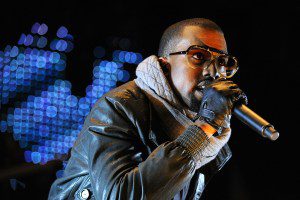 Kanye West performs on stage at the Melbourne stop of the Good Vibrations Festival 2008 at the Sidney Myer Music Bowl on February 9, 2008 in Melbourne, Australia.